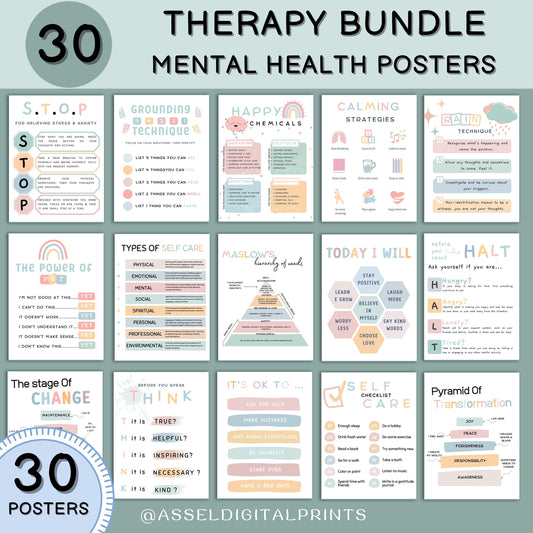 30 Therapist Office Decor Posters school Social Worker school counselor office decor Counseling Bundle psychologist office decor