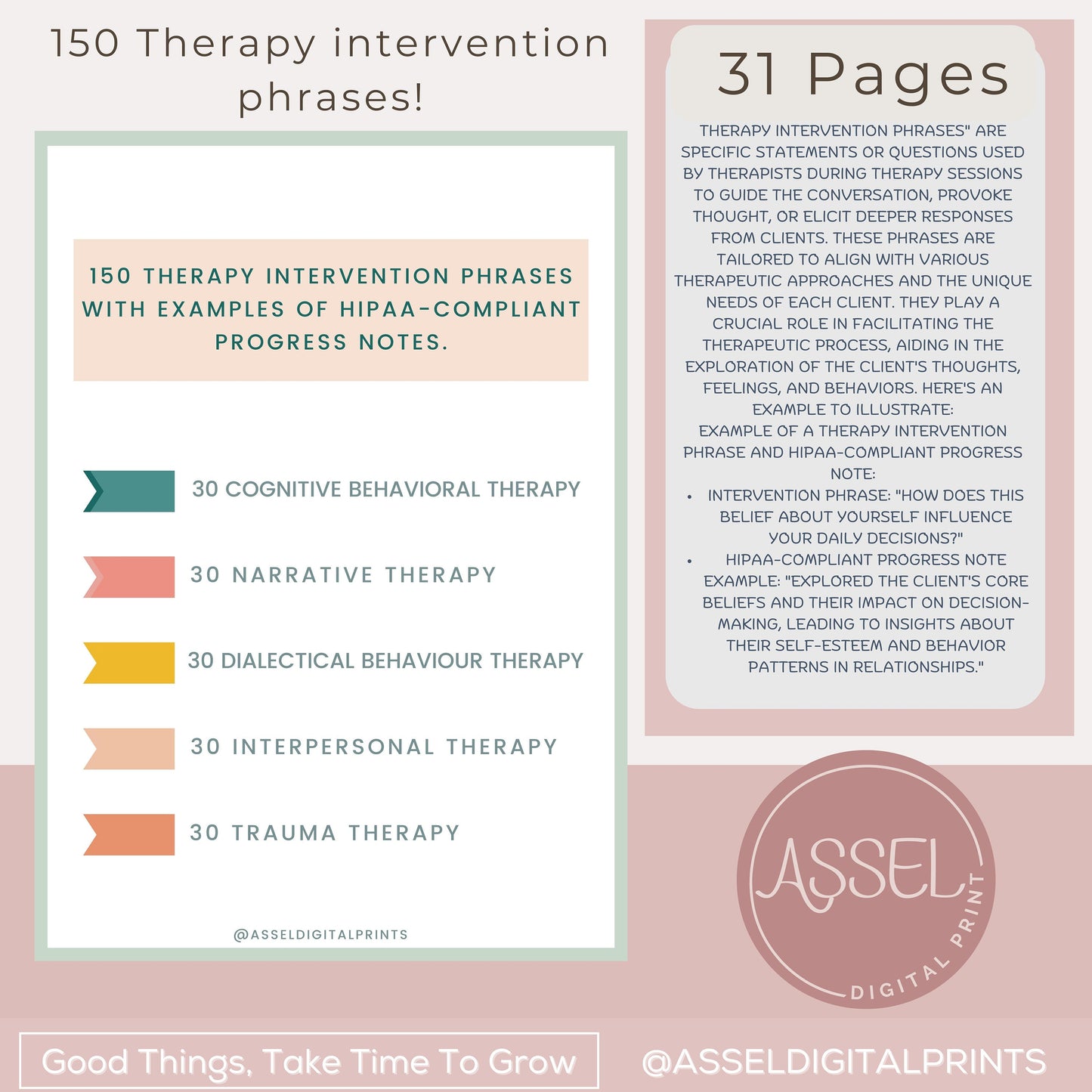 150 phrases d'intervention thérapeutique, note de progression conforme à la loi HIPAA, interventions thérapeutiques, liste des interventions thérapeutiques, aide-mémoire pour thérapeutes