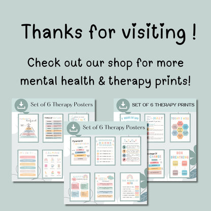 12 Therapist Office Decor School Counselor Posters Social Worker school counselor office decor Counseling Bundle Mental Health poster bundle