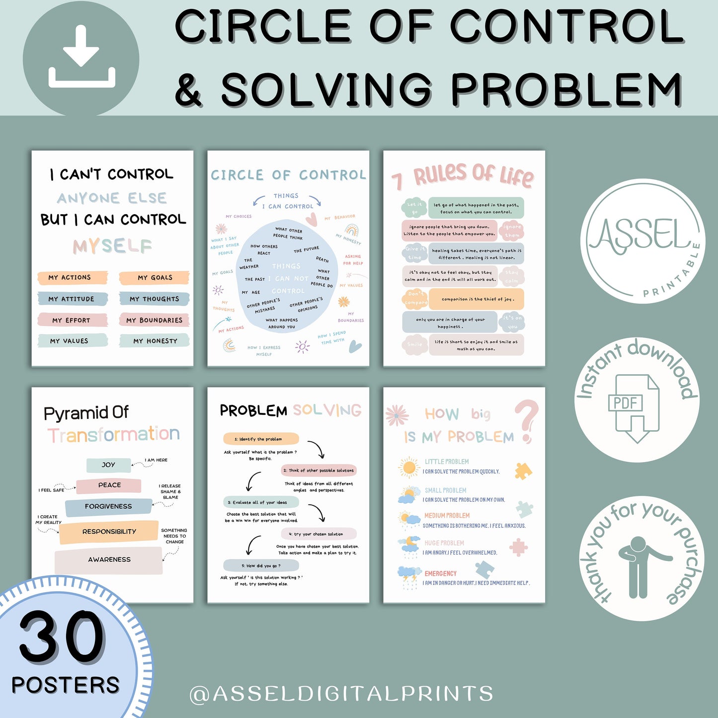 30 Therapist Office Decor Posters school Social Worker school counselor office decor Counseling Bundle psychologist office decor