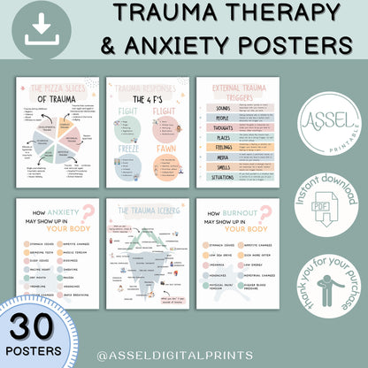 30 Therapist Office Decor Posters school Social Worker school counselor office decor Counseling Bundle psychologist office decor