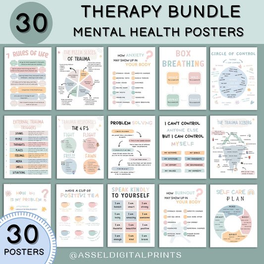30 Therapist Office Decor Posters school Social Worker school counselor office decor Counseling Bundle psychologist office decor